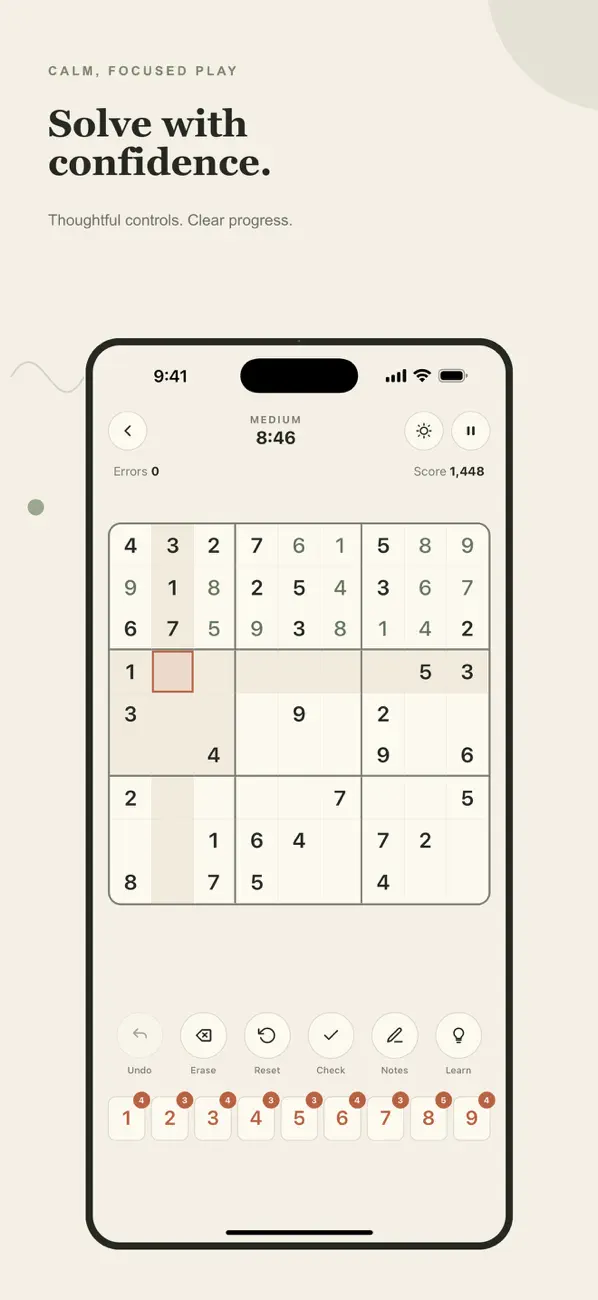Square One App Store screenshot showing a Sudoku puzzle